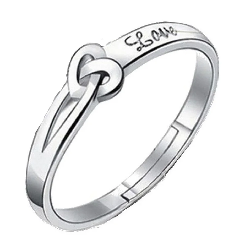 Women’s band ring-Mahi Heart Love Silver Color Adjustable Finger Ring for Women (FR1103118R)