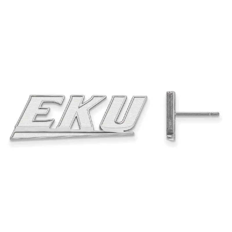 Women’s simple stud earrings-10k White Gold Eastern Kentucky University Small Post Earrings