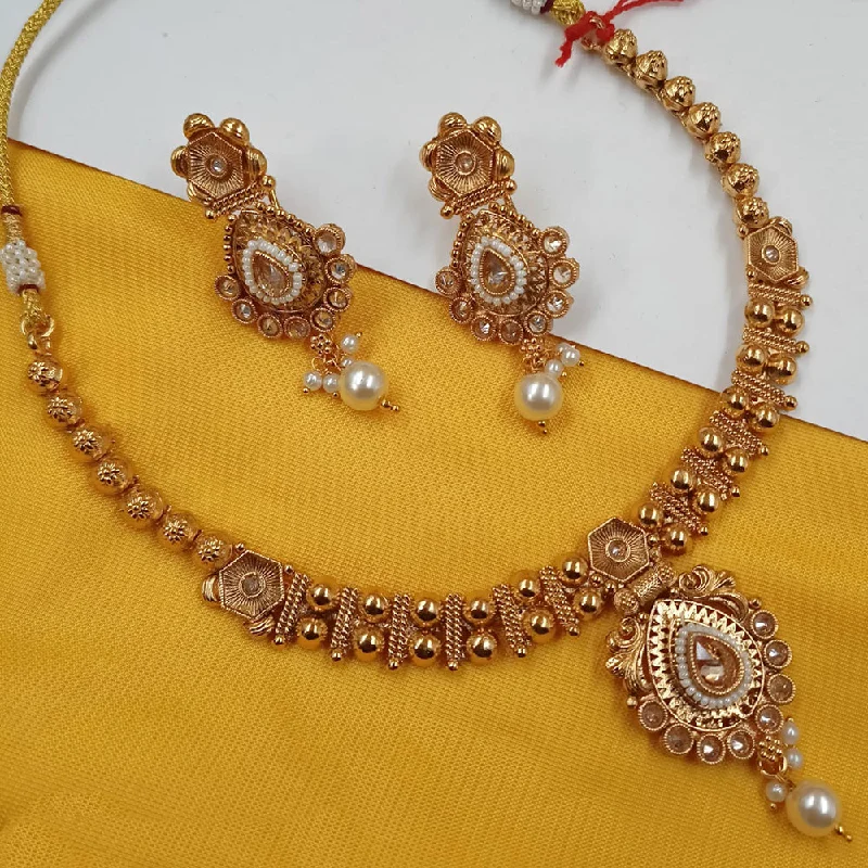 Women’s classic gold necklace-Padmawati Bangles Copper Gold Plated Necklace Set