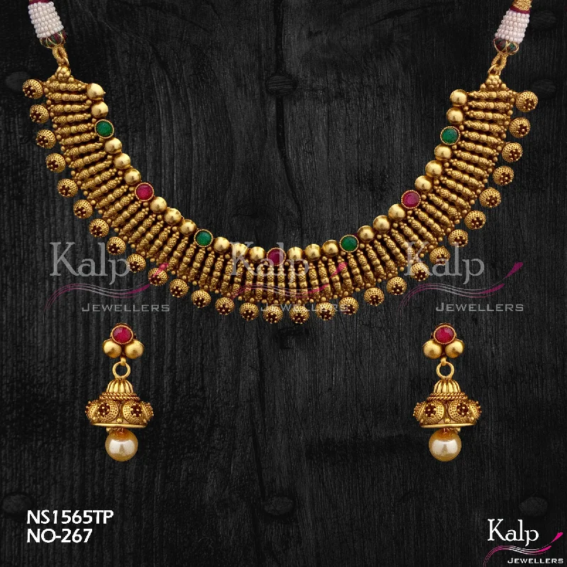 Women’s chunky gold necklace-Kalp Jewellers Copper Gold Plated Necklace Set