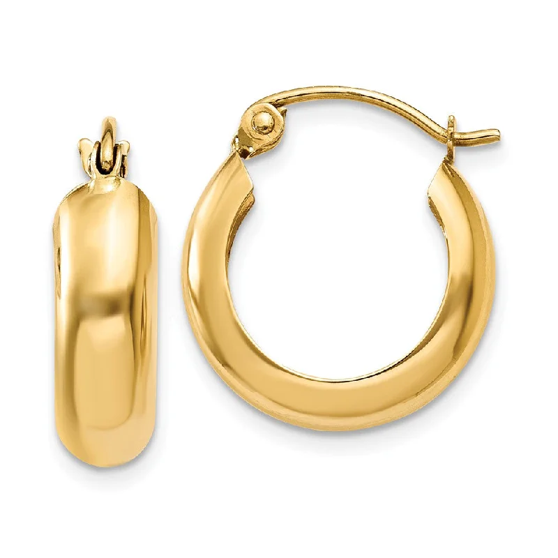 Women’s casual earrings-4.75mm, 14k Yellow Gold Half Round Hoop Earrings, 12mm (7/16 Inch)