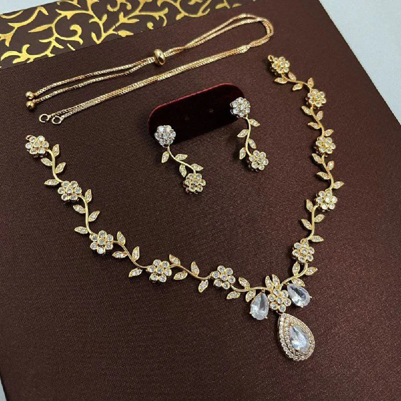 Women’s luxury chain necklace-Aamrapali Gold Plated Austrian Stone Necklace Set