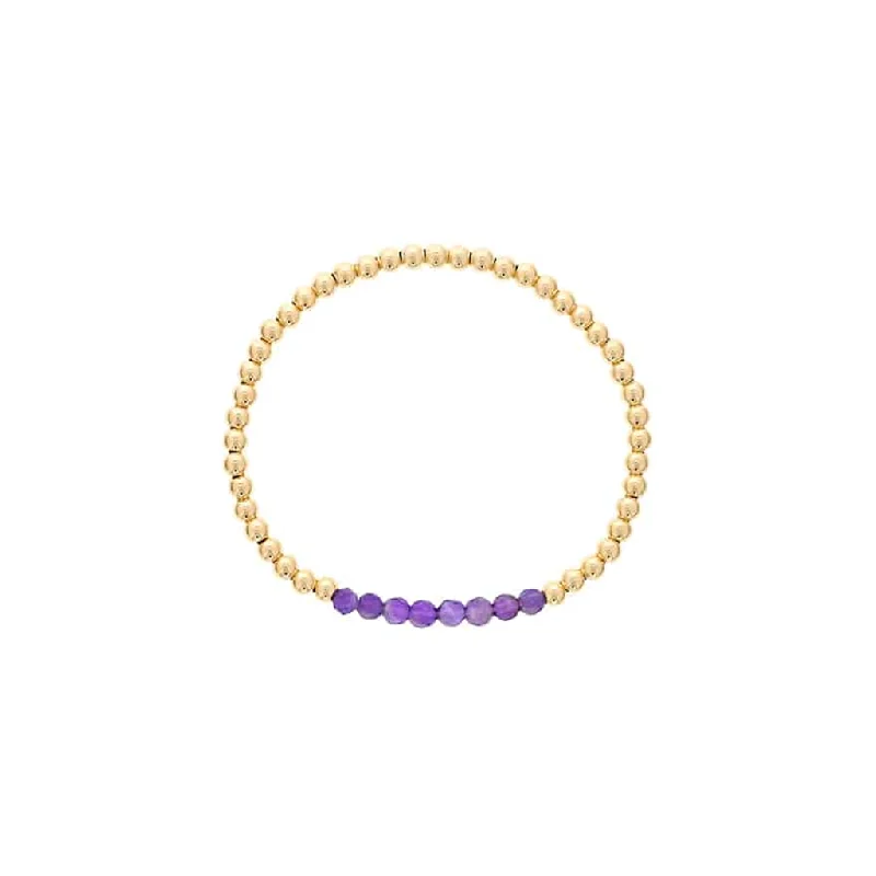 Women’s elegant cuff bracelet-Gold Filled Amethyst Bead Stretch Bracelet by Dee Berkley