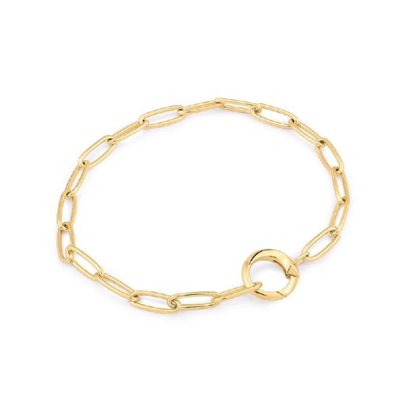 Women’s tennis bracelet-Yellow Gold Plated Charm Connector Link Bracelet by Ania Haie