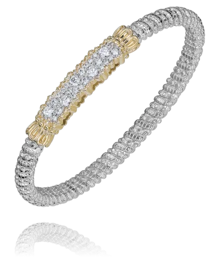 Women’s double-layer bracelet-Sterling Silver & 14K Yellow Gold 0.82ctw Round Diamond Bangle Bracelet