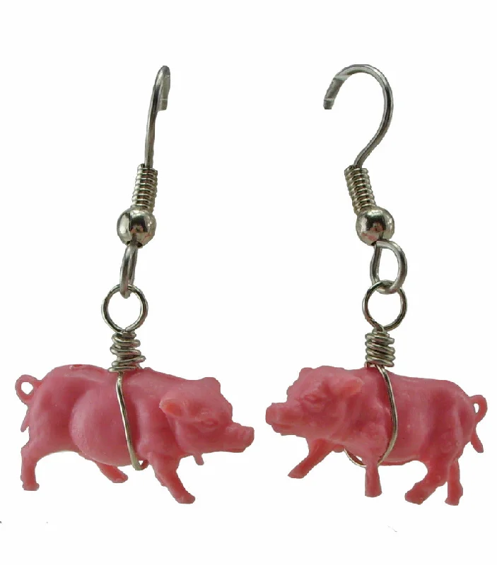 Women’s rainbow earrings-Small Pig Earrings