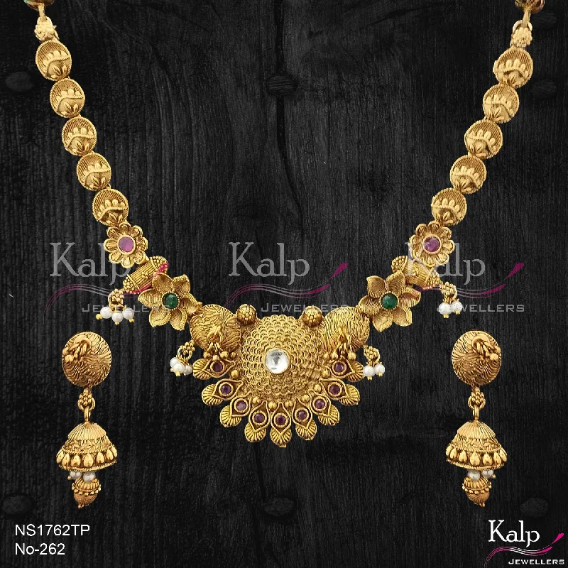 Women’s diamond pendant necklace-Kalp Jewellers Copper Gold Plated Necklace Set