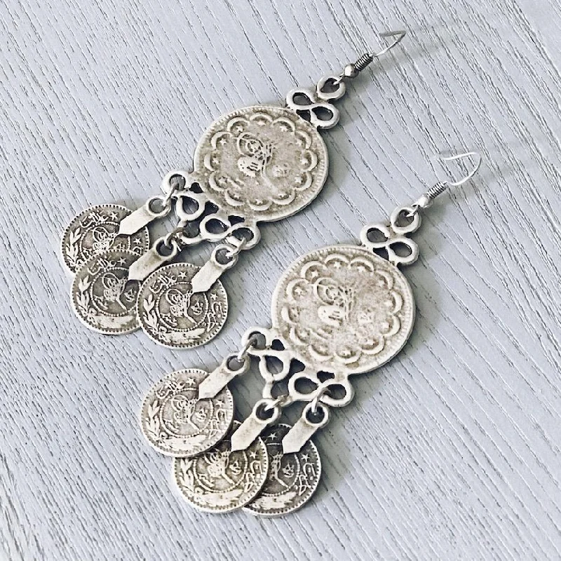 Women’s anniversary earrings-Anatolian Boho Earrings - "Turkish Coins"